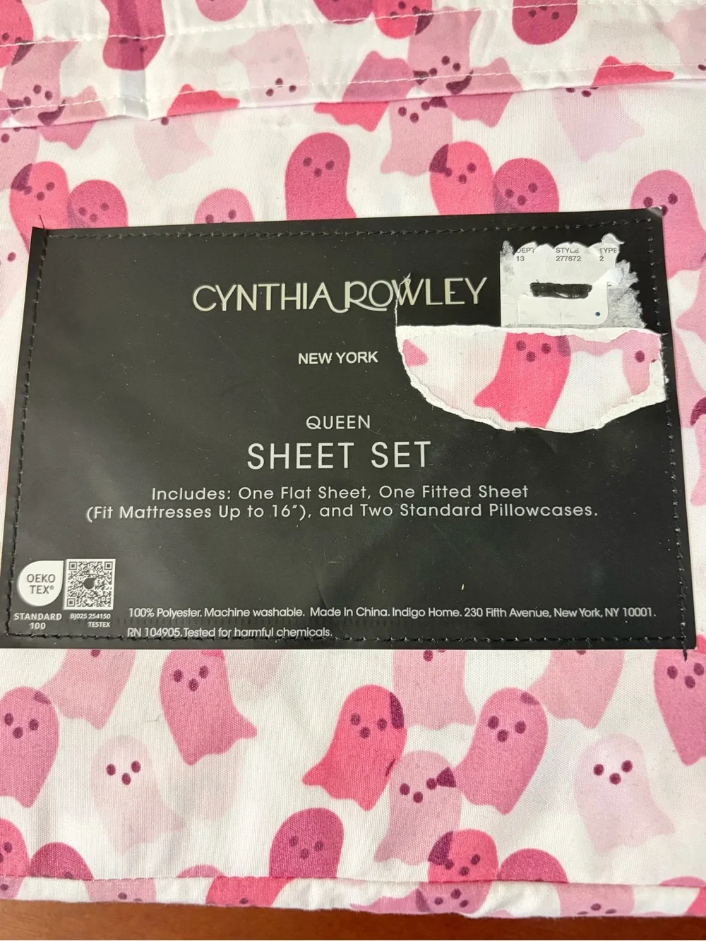 NEW Cynthia Rowley Festive Colorful Halloween Ghost Queen Sheet Set